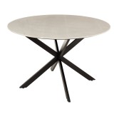 DINING TABLE WHITE MARBLE BLACK METAL LEG 120 - DINING TABLES